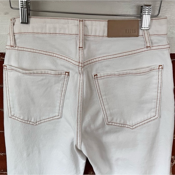 Rails The Sunset High Rise Slim Flare Jeans in White Denim High Waisted Pant - Picture 5 of 9